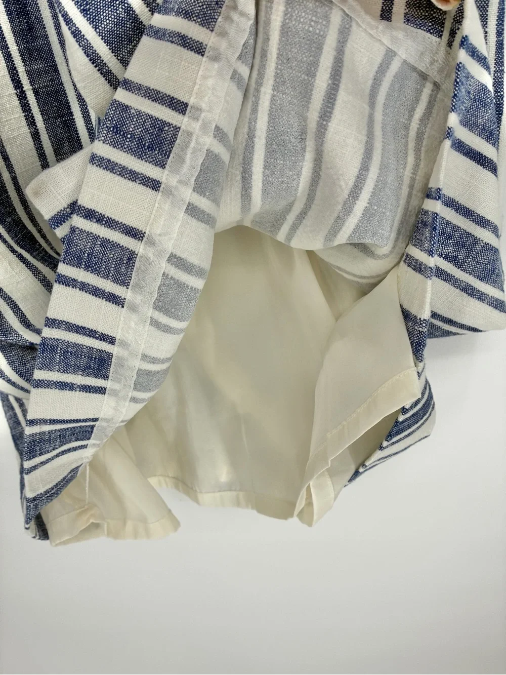 J.Crew Women’s Blue/White Striped Linen Blend Sleeveless Belted Dress - 16Tall